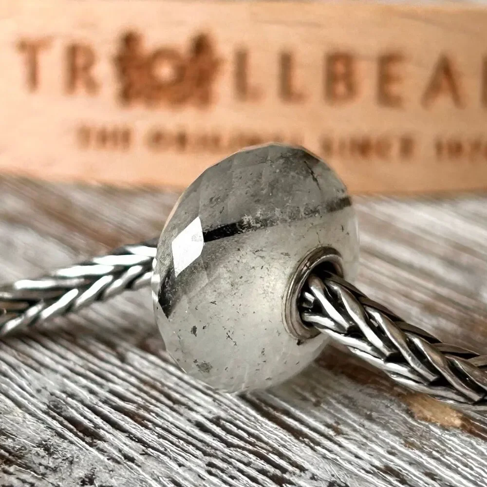 TROLLBEADS Tourmalinated Quartz Gemstone Facet RARE 2010 LAA 925 Black Rutilated